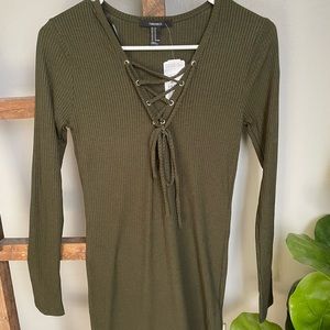 NWT Forever 21 Olive long sleeve mini dress - M